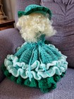 Vintage Crochet Doll Dress   Hat Greens