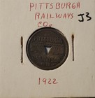Pittsburgh  Pa Transportation Token  Pittsburgh Railways 1922 Gf 1 Fare  j3 