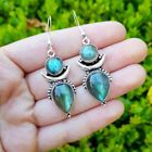 925 Sterling Silver Labradorite Handmade Genuine Dangle Women Earrings