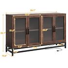 55  Large Wood Sideboard Buffet Cabinet W  Storage   Led Lights   Doors