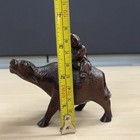 Vintage Chinese Hand Carved Wood Sculpture Of A Boy man On Water Buffalo Oxen Ox
