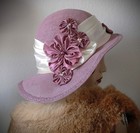 Edwardian Costume Vintage Style Wide Brim Summer Hat In Lavender