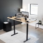 Vivo Electric 71    X 30    Stand Up Desk Workstation  Light Wood Top  Black Frame