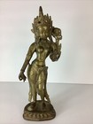 Vintage Brass Tibetan Buddhist Deity Tara Figure Statue 12    Tall Handmade Patina