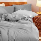 Grey Duvet Cover 100  Washed Cotton Duvet Cover With Zipper Queen Light Grey