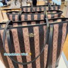 Nwt Coach Large City Tote Bag Signature Canvas With Stripe Cbi03  Walnut tan