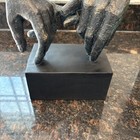 Polystone Copper Hands Decorative Sculpture Weathered Patina Linked Home Decor