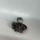 Swan Rhinestone Brooch Pin Birds Theme Black Pink Silver Tone