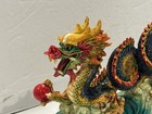 Large Chinese Feng Shui Lucky Color Dragon W  Waves On Base Figurine Statue 16 