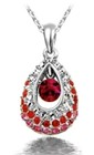 New Austrian Crystal Rhinestone Waterdrop Necklace Earring Set Silver  red  Pink