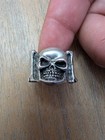 Vintage Hand Made 925 Solid Sterling Mens Skull Ring Size 13  Made In Mexico 