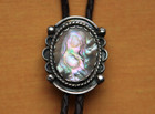 Vtg Hand Made Sterling Silver Native American Abalone Bolo Tie