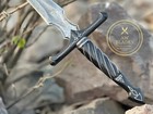 Hand Forged Damascus Steel Collectible Sword Sharp   Medieval With Scabbard