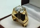 2 0ct Round Cut Moissanite Men s Engagement Wedding Ring 14k Yellow Gold Plated