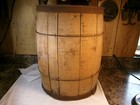 Vintage Primitive Large 17  Wooden Wire Steel Banded Nail Keg Barrel