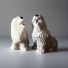Vintage Old English Sheepdog Figurines Set Of 2 Sheep Dog Tongue Out Statues