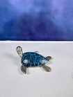 Sea Turtle Coral Blue   Silver Tone Resin Marine Life Ocean Life Animal 4 5   
