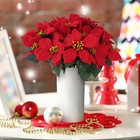 Poinsettias Artificial Christmas Flowers Bouquet 6 Pack 14    Red Velvet Poinse   