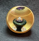 Vtg Signed Steven Correia Dichroic Controlled Bubble Art Glass Paperweight