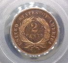1873 Two Cent Proof Piece  closed 3  2c Pcgs Pr64 Rb  803 Red Brown Ecc c  Inc 