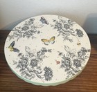 Mackenzie Childs Butterfly Toile Cake Pedestal Stand W Green Trim - 13 
