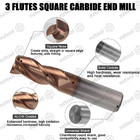 3 4  3 Flute 37   Helix Carbide End Mill For Aluminum - Square End - Alcrn Coated