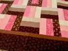 Pink   Brown Lap baby Crib Patchwork Quilt Hand Made  40x40    Floral New 