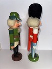 2 Vtg  Erzgebirge Original German Nutcracker Soldier Rare Green Forester Wooden