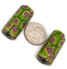 2 Fine Old Venetian Antique Dk Green Millefiori African Glass Trade Beads