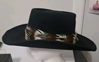 Rare Vintage Black Boyscouts Of America Cowboy Hat Size 7 1 4wool 100  W Feather