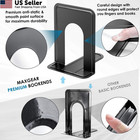 Maxgear Matte Painted Book Ends  Heavy Duty And Sturdy Large - 2 Pairs  Black