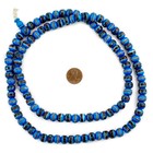 Turquoise Inlaid Bone Mala Beads 10mm Nepal Blue Round Large Hole 34 Inch Strand
