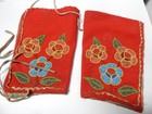 Antique Red Stroud Cree   Metis Indian Leggins Beaded Both Sides - C1920s