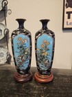 Pair Japanese Cloisonne Panel Vase Japan Meiji