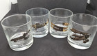 Whiskey Glasses Airplane Theme  first Flight  Black   Gold Set Of 8