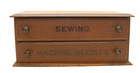 Antique Oak Sewing Machine Needle Case 2 Drawer Spool Cabinet