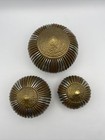 3 Pc Set Vintage Brass  Copper  Chrome Lidded Trinket Containers  Rustic Mcm
