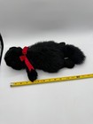 Ty Classic Plush 1997 Licorice Black Cat 14  Shaggy Red Bow Stuffed Animal Toy