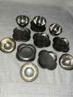 Antique Vtg Hallmark  Chinese Silver Tin  Tea Ceremony Tray Cup Saucer Set Of 6