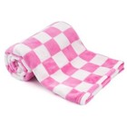 Plush Checkered Baby Blanket For Boys Girls Nursery  30  40  Warm Pink white