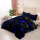 Geometric Blue Black Comforter Set light Honeycomb 3 Piece Bedding Set Queen    