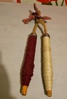 Vtg Industrial Textile Wooden Spools Bobbin Spindles Primitive Homemade Decor