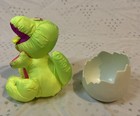 Vintage Fisher Price 8    Baby Dino Puffalump Plush Green T-rex Dinosaur In Egg