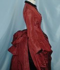 Majestic Antique Bustle Dress Victorian 1880 Burgundy Silk   Velvet