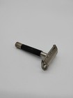 Vintage Gillette Safety Razor Twist Open Black Handle