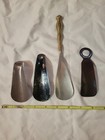 Vintage Shoe Horn Lot Ornate Brass Handle Monogram Celluloid Advertising Steel