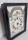 Vintage Floral Cross Stitch   Embroidered Clock In Wooden Case
