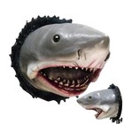 Resin Shark Head Wall Sculpture Decoration Scary Shark Head Ornament For Wall