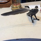 Crow Figurine With Feather Decorative Collectible Bird Sculpture