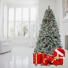 7 5ft Premium Snow Flocked Hinged Artificial Christmas Tree Unlit W  Led Lights
